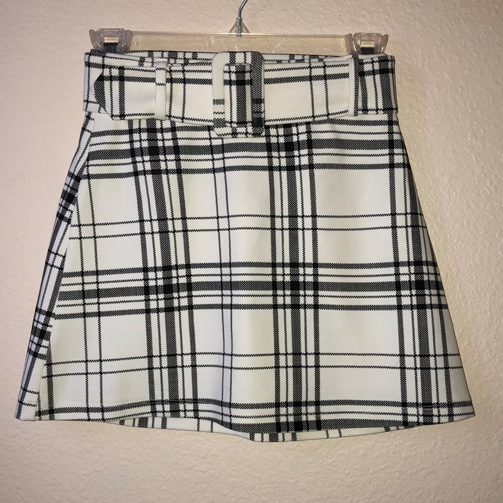 NWT Zara Plaid Belted Mini Skirt